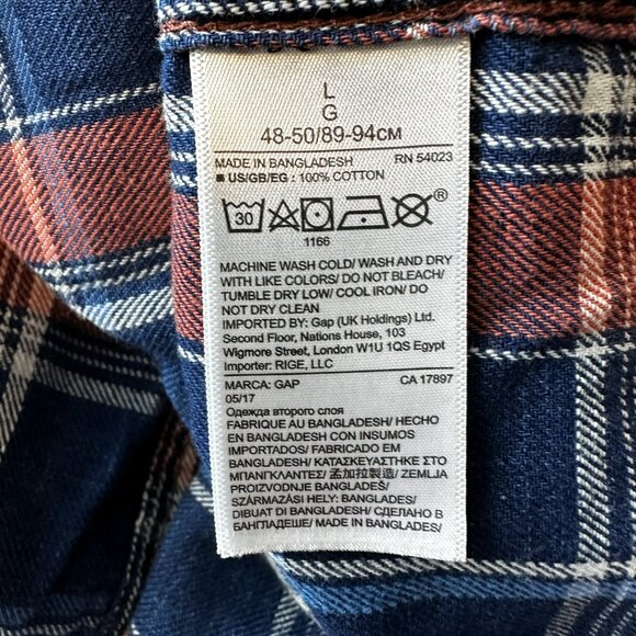 Men's Gap Flannel Size Large Slim Fit Snap Front Shirt - Picture 5 of 5